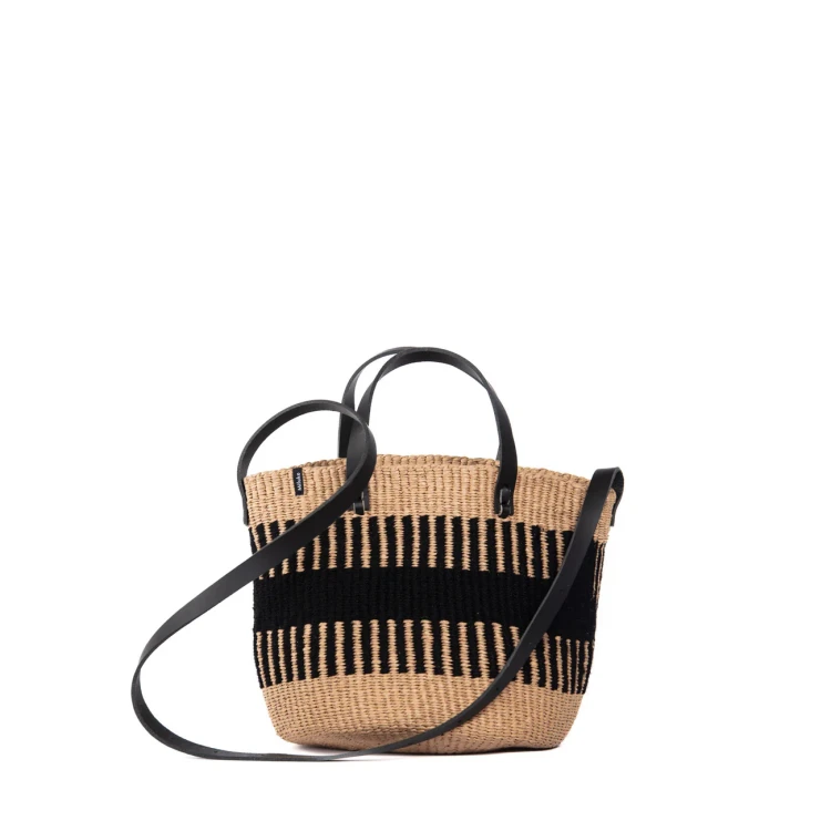 mifuko Pamba shopper basket S black rib weave2.webp
